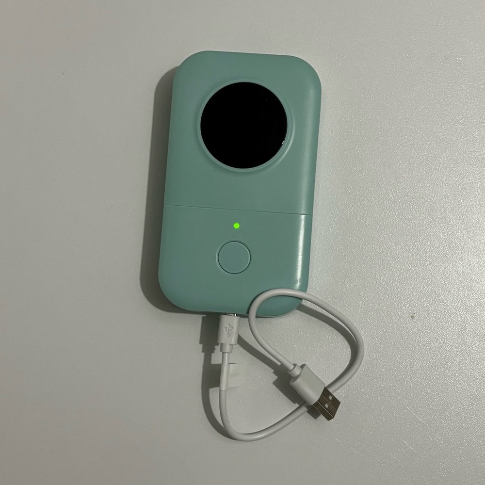 Mint Green Portable Charger with USB Cable